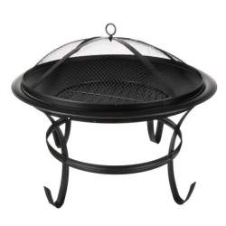 Vatra de foc pentru terasa si gradina, din metal, cu capac de protectie, diametru 56 cm, negru