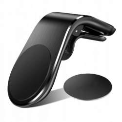 Suport magnetic auto pentru telefon cu prindere in grila de ventilatie, culoare Negru