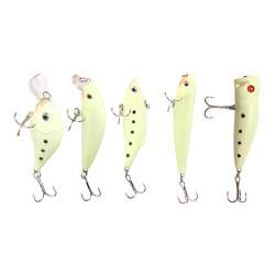 Set 5 naluci din plastic fluorescente pentru pesti pradatori, 7-9 cm