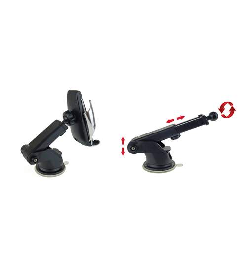 Incarcator auto wireless, cu suport inchidere/deschidere automata, incarcare prin inductie electromagnetica, brat reglabil, negru