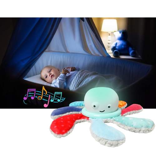 Lampa de veghe 3 in 1, Caracatita din plus cu efecte sonore si proiector stelar