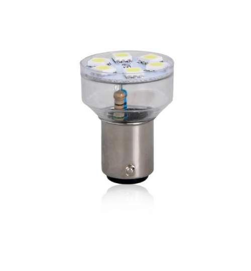 Set becuri LED 12V BA15D cu 6 leduri 5050SMD Vecta 2 buc Kft Auto