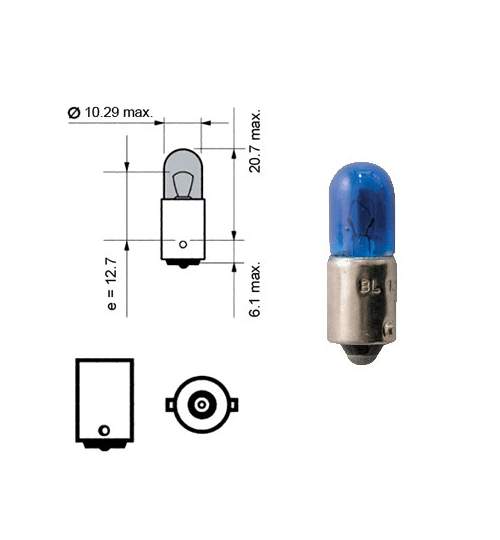 Set 2 becuri auto 12V 4W Ba9s T8.5 , albastru, bord si pozitie