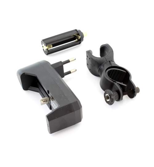 Lanterna LED COB U3 cu ZOOM, 9W, impermeabila, 6 moduri de iluminare, cu suport de bicicleta