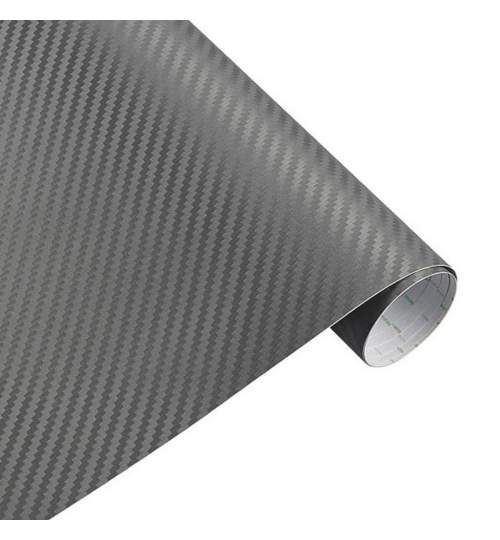 Folie Carbon 3D Gri antracit, 1x1,5m, Tehnologie de Eliminare a Bulelor de Aer