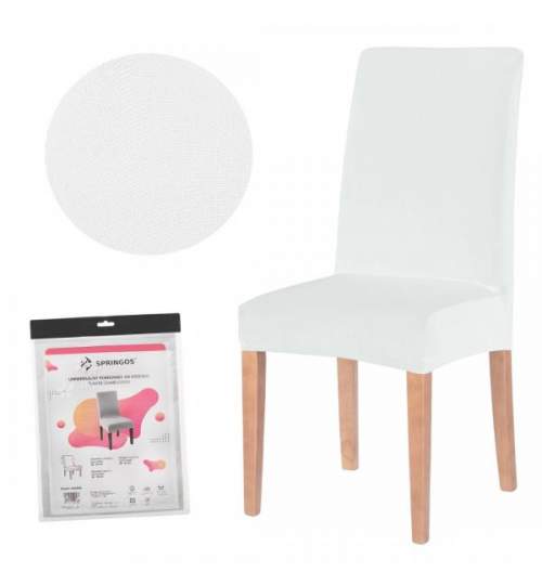 Husa scaun dining/bucatarie, din spandex, culoare alb