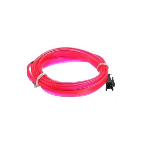 Fir cu neon pentru lumina ambientala auto, lungime 5m, culoare roz