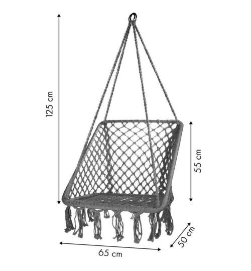 Leagan balansoar dreptunghiular suspendat pentru casa sau gradina, cu franjuri, 150kg, gri