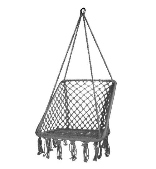 Leagan balansoar dreptunghiular suspendat pentru casa sau gradina, cu franjuri, 150kg, gri