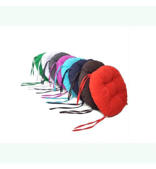 Perna decorativa rotunda, pentru scaun de bucatarie sau terasa, diametrul 35cm, culoare galben
