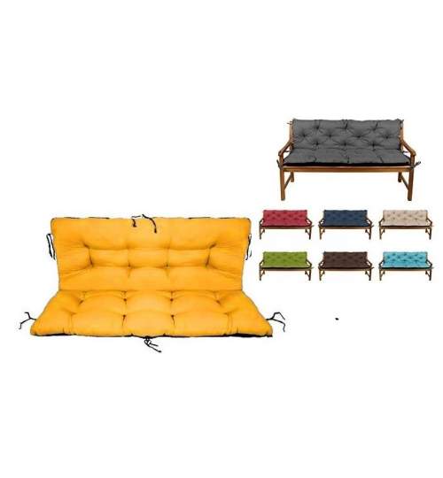 Set perne decorative pentru Balansoar, leagan sau bancuta, perna sezut 180x55 + perna spate 180x55, culoare galben