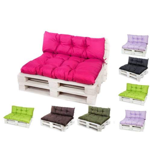 Set perne decorative pentru mobilier paleti, perna sezut 120x70 cm + perna spate 120x40 cm, culoare albastru