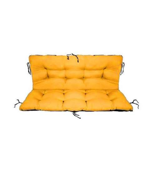 Set perne decorative pentru Balansoar, leagan sau bancuta, perna sezut 180x55 + perna spate 180x55, culoare galben