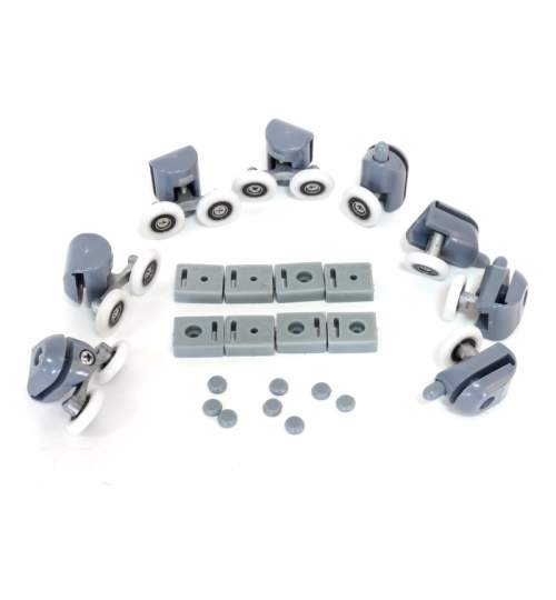 Set role universale inferioare si superioare pentru cabina de dus, cu rulmenti, 24 piese