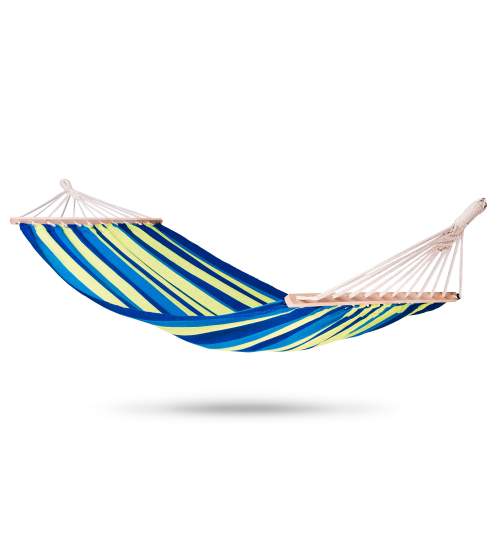 Hamac Bahama Single pentru curte sau gradina, 1 persoana, dimensiuni 200 x 100 cm, capacitate 100kg, albastru/verde