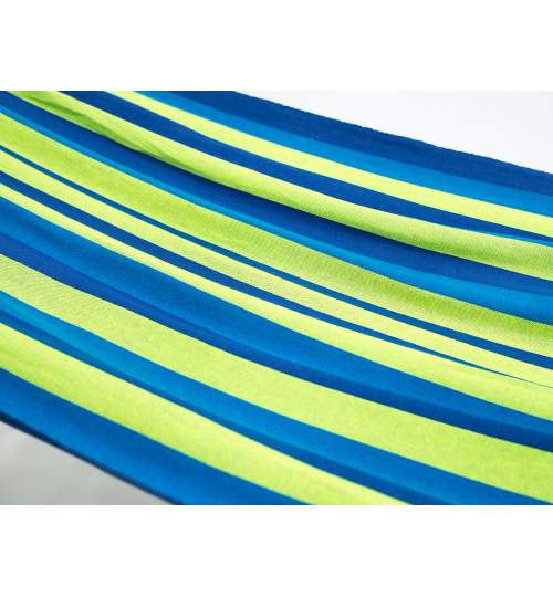 Hamac Bahama Single pentru curte sau gradina, 1 persoana, dimensiuni 200 x 100 cm, capacitate 100kg, albastru/verde