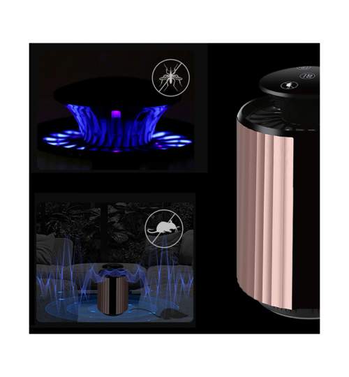 Aparat multifunctional anti-insecte si rozatoare 3in1, lampa UV, senzor de lumina, 5W, negru