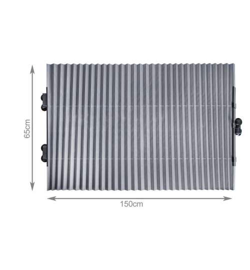 Parasolar auto universal retractabil, pentru parbriz sau luneta, protectie UV, 150x65 cm, gri