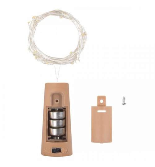 Instalatie decorativa LED de Craciun, 20 led-uri, lumina calda, 2m, 3x baterii LR44