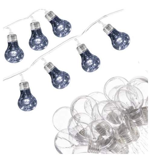 Instalatie decorativa tip bulb de Craciun LED, 30 becuri bulb cu 150 led-uri, lumina alb rece, 6m