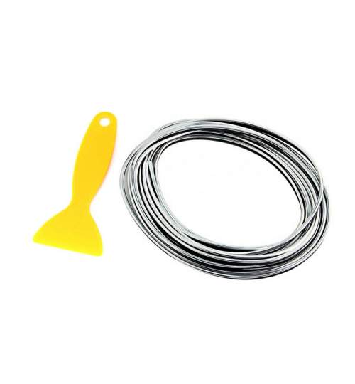 Banda Decorativa Flexibila pentru Interior Auto, Lungime 5m, culoare Argintiu