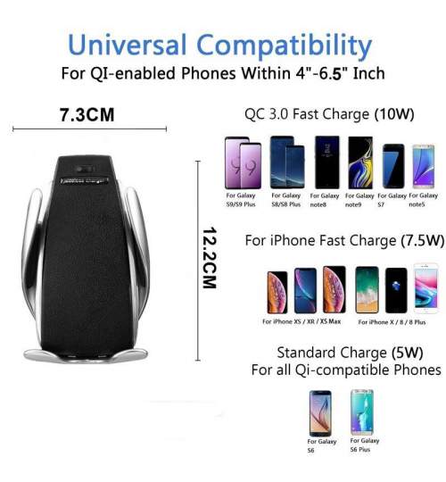 Suport telefon cu incarcator wireless S5 2in1