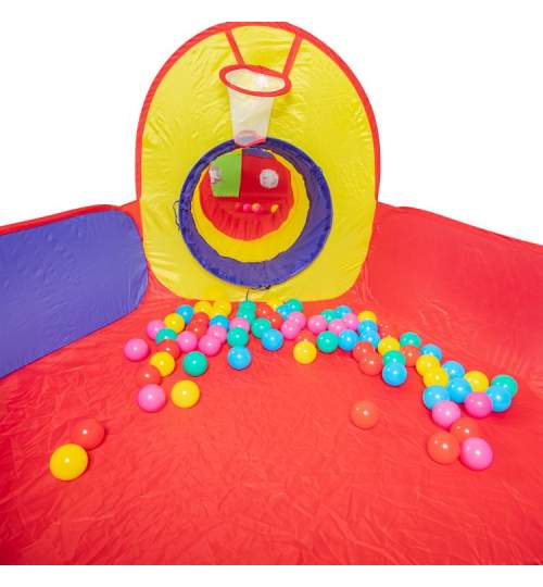 Cort de joaca pentru Copii cu Tunel si Piscina uscata, cu 100 bile, multicolor