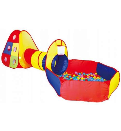 Cort de joaca pentru Copii cu Tunel si Piscina uscata, cu 100 bile, multicolor