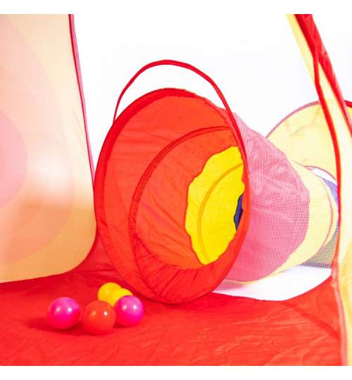 Cort de joaca pentru Copii cu Tunel si Piscina uscata, cu 100 bile, multicolor