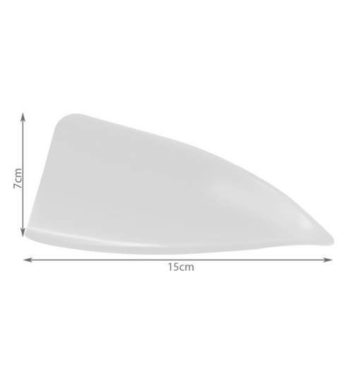 Antena Auto Ornamentala Universala, tip Rechin, din Plastic, 15x5.5x7cm, culoare Alb