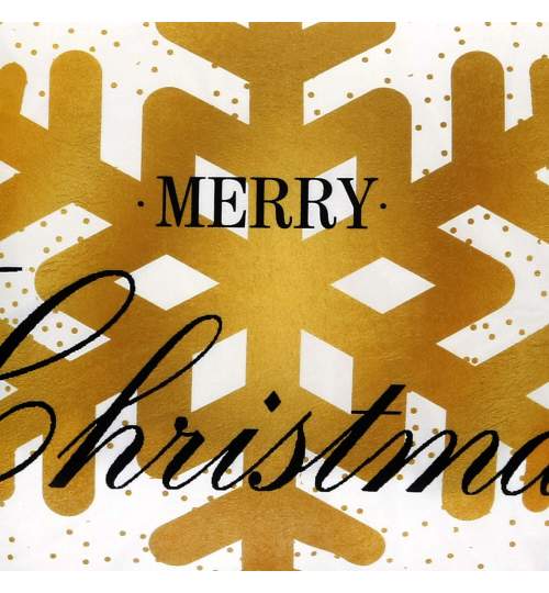 Fata de Perna Decorativa de Craciun, model Merry Christmas, dimensiune 40x40, alb/auriu