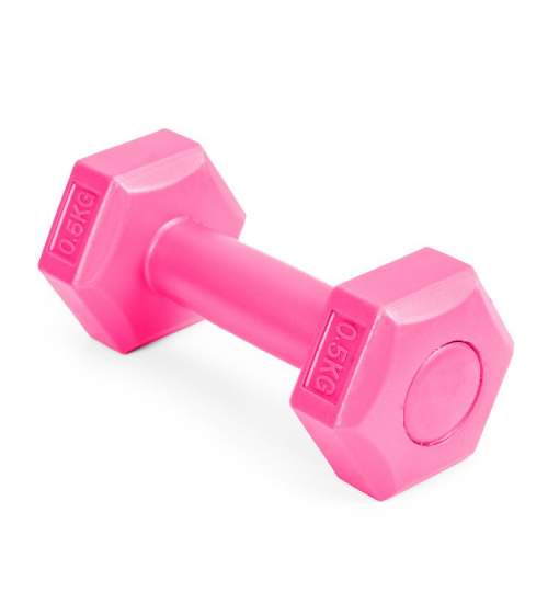 Set 2 Gantere pentru fitness sau antrenament, din cauciuc, 2x0.5 kg, culoare roz