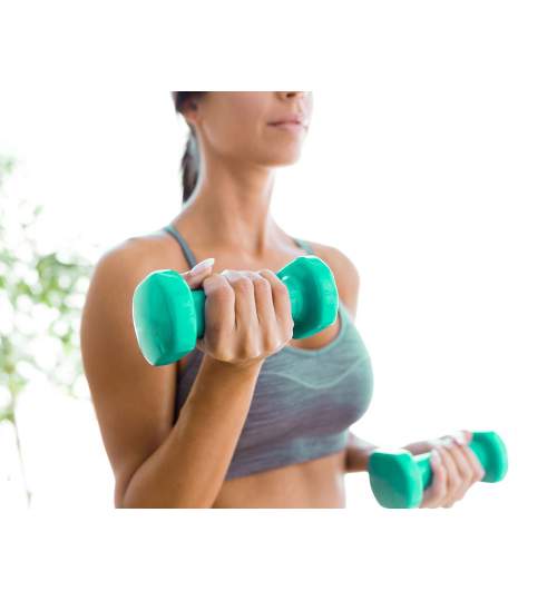 Set 2 Gantere pentru fitness sau antrenament, din cauciuc, 2x0.5 kg, culoare verde