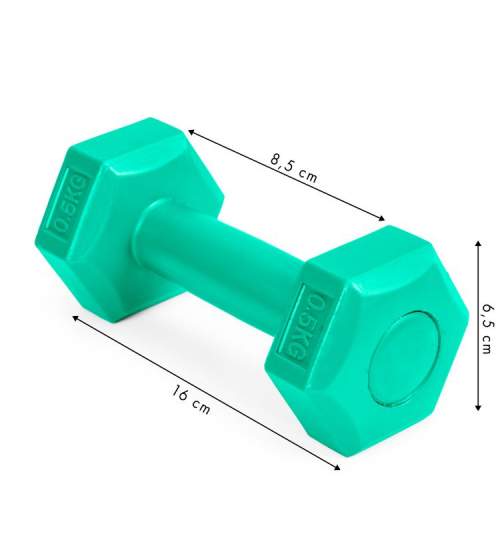 Set 2 Gantere pentru fitness sau antrenament, din cauciuc, 2x0.5 kg, culoare verde