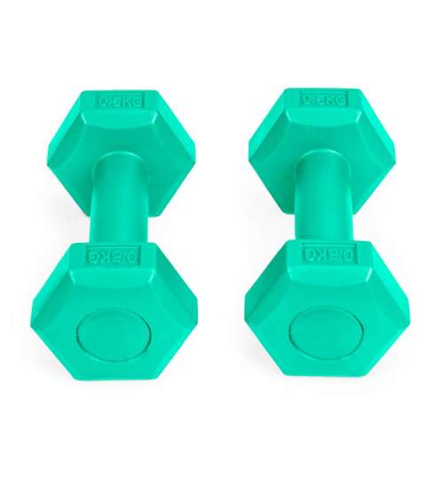 Set 2 Gantere pentru fitness sau antrenament, din cauciuc, 2x0.5 kg, culoare verde