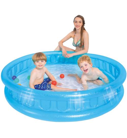 Piscina gonflabila pentru copii, din PVC, dimensiune 155x32 cm, albastru