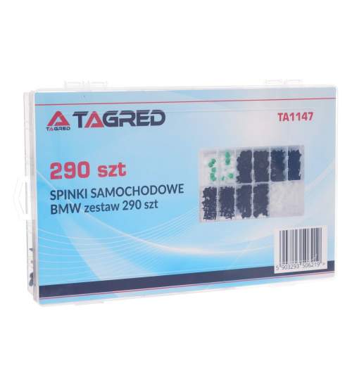 Set 290 clipsuri auto Tagred de fixare, 12 modele, cu cutie organizator, compatibil BMW TGD13-TA1147