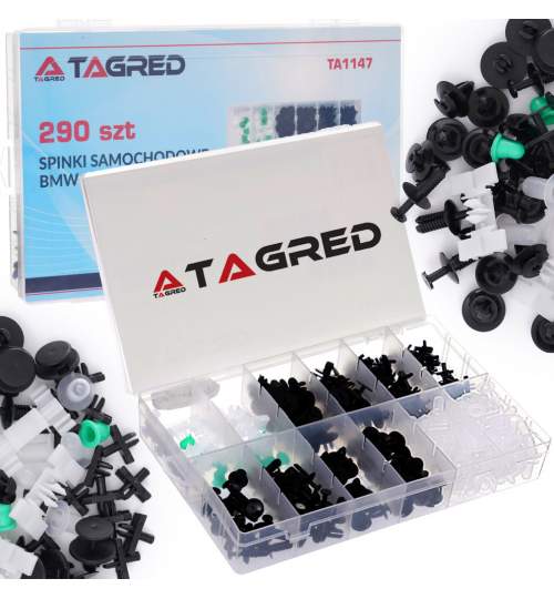 Set 290 clipsuri auto Tagred de fixare, 12 modele, cu cutie organizator, compatibil BMW TGD13-TA1147