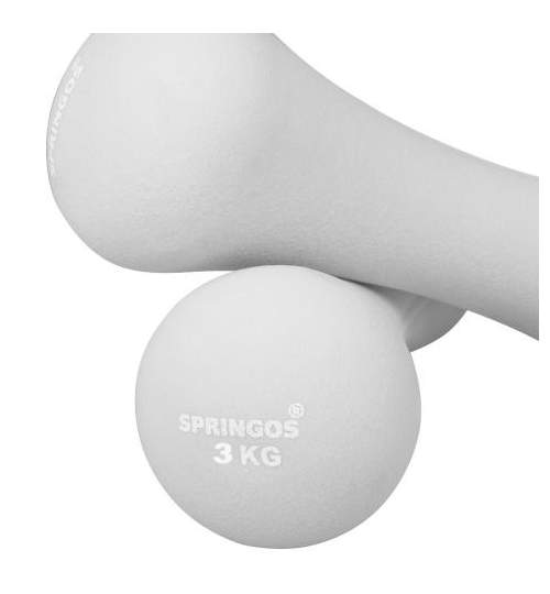 Set 2 Gantere fitness din neopren Springos, 2x3 kg, culoare gri