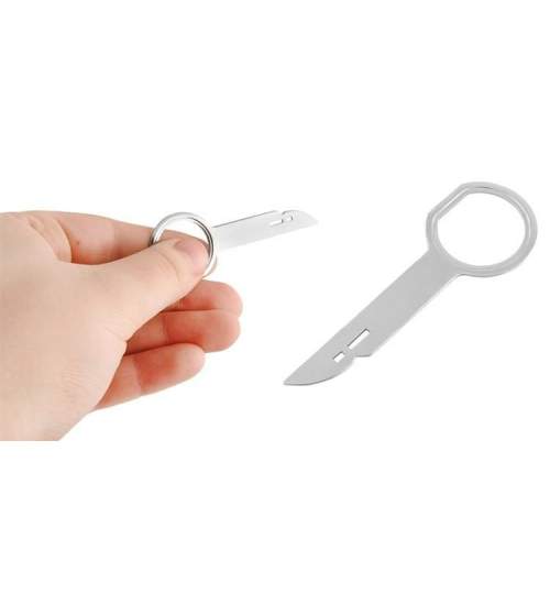 Set 2 chei metalice universale pentru demontare radio, 7x2.4 cm