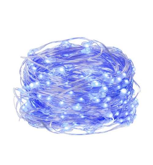 Instalatie luminoasa LED de Craciun, cu 10 led-uri, albastru, 90 cm, 2xAA