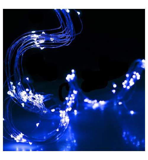 Instalatie luminoasa decorativa Angel Hair, cu 15 siruri LED, 300 led-uri, lungime 2m, 220V, albastru
