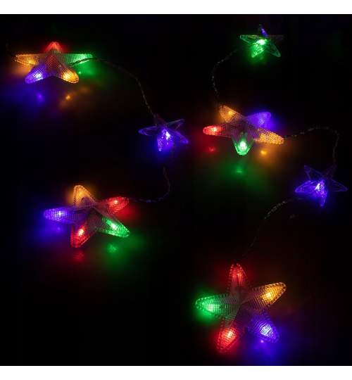Instalatie luminoasa model stelute cu 136 LED-uri, pentru Craciun, tip Perdea, cu telecomanda, 2m, multicolor
