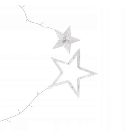 Instalatie luminoasa model stelute cu 92 LED-uri, pentru Craciun, tip Perdea, lungime 2m, alb rece