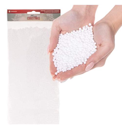 Perle decorative de zapada artificiala, 40g, alb