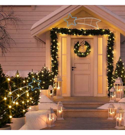 Decoratiune Luminoasa Led tip forma de Cometa, 72 leduri, 106x37, 220v, alb/albastru
