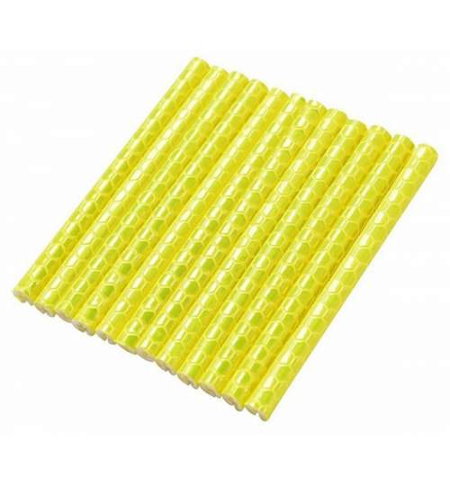 Set catadioptrii, tuburi reflectorizante pentru spite bicicleta 12 bucati, culoare galben