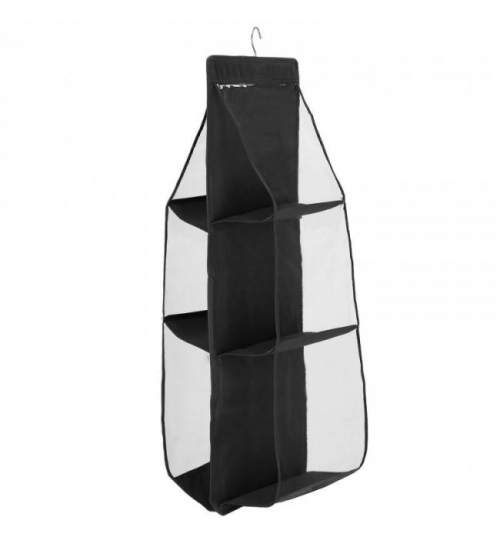 Organizator dulap suspendat Springos cu 6 rafturi, 34x30x90 cm, culoare negru