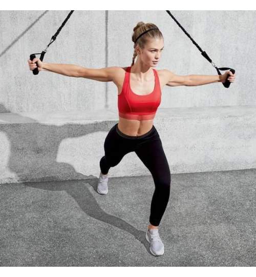 Sistem portabil de antrenament Crossfit tip valiza, Rezistenta Maxima 230kg, culoare Negru/Rosu