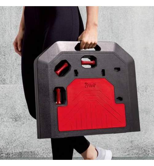 Sistem portabil de antrenament Crossfit tip valiza, Rezistenta Maxima 230kg, culoare Negru/Rosu